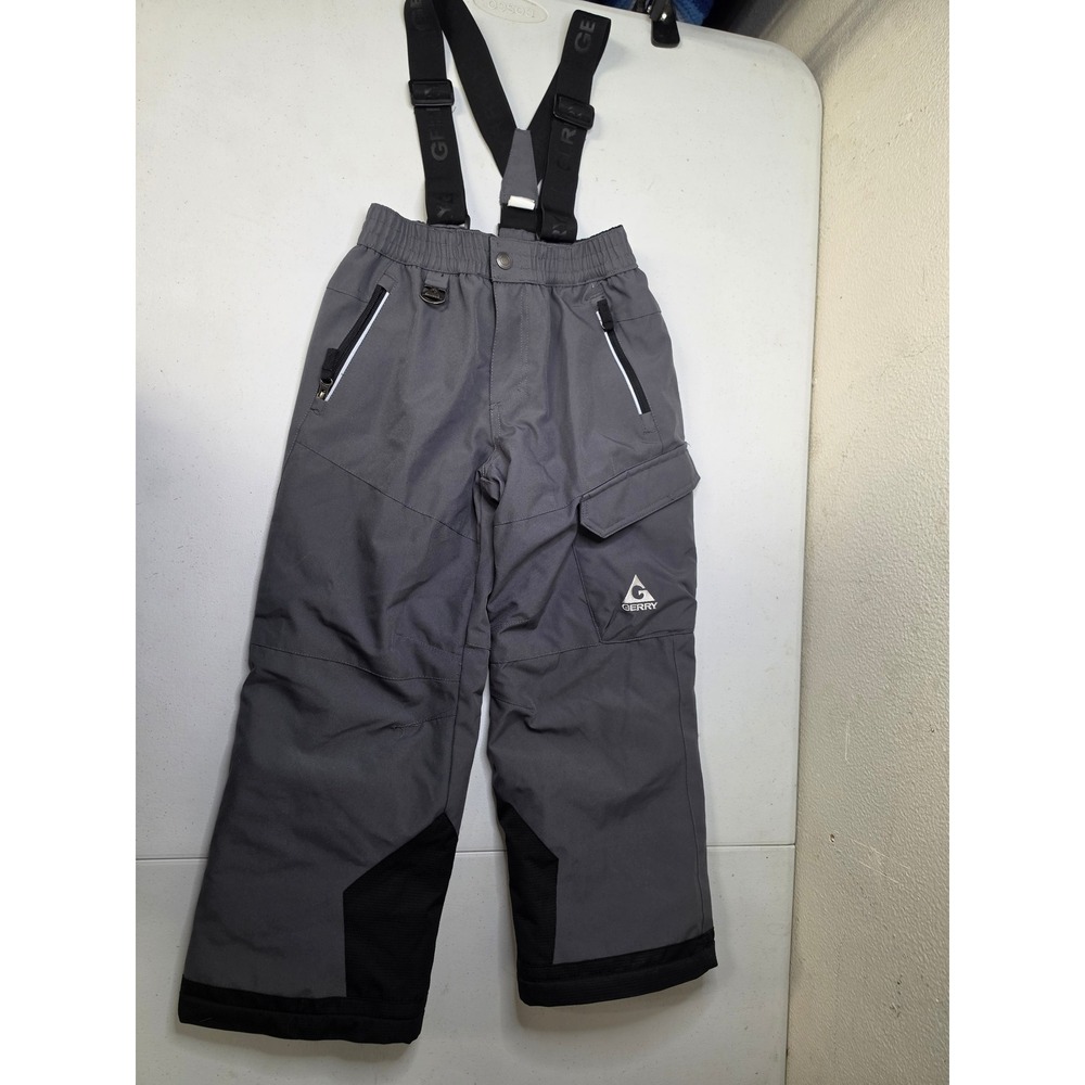 Gerry Kids Gray Insulated Snow Pants with Suspenders Size Small 7/8